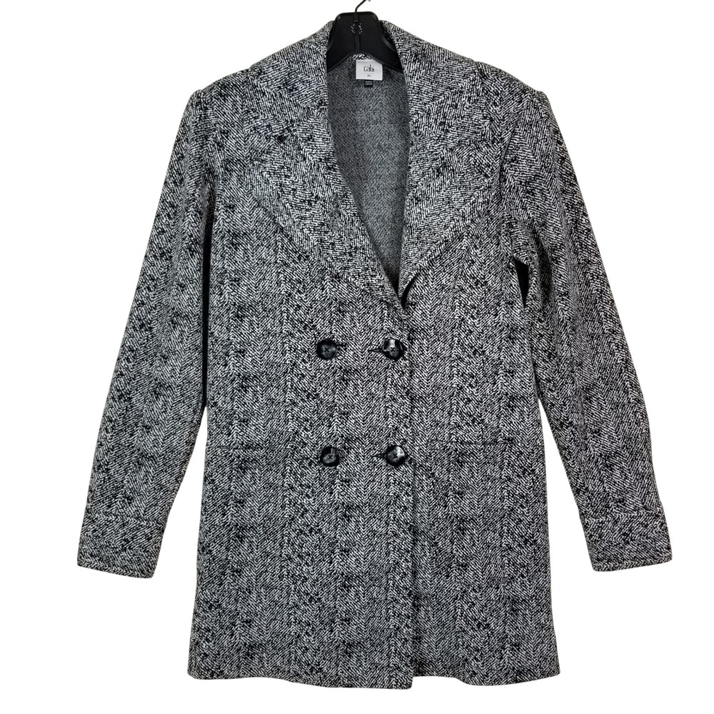 Cabi Herringbone Topper Jacket Black White Double Breasted Blazer 4294 Womens XS